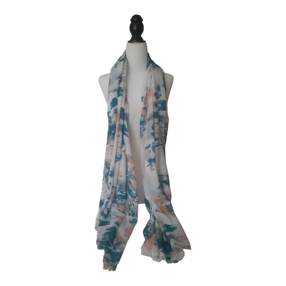 Turquoise Peach and White Women's Scarf